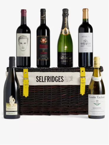 Festive Red Hamper with Red Wine
