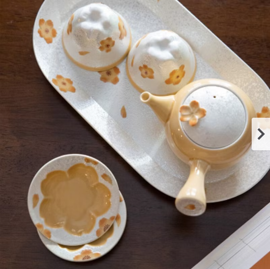 Arita Ware · Hand-Painted Kyushu Orange Cherry Blossom Tea Set